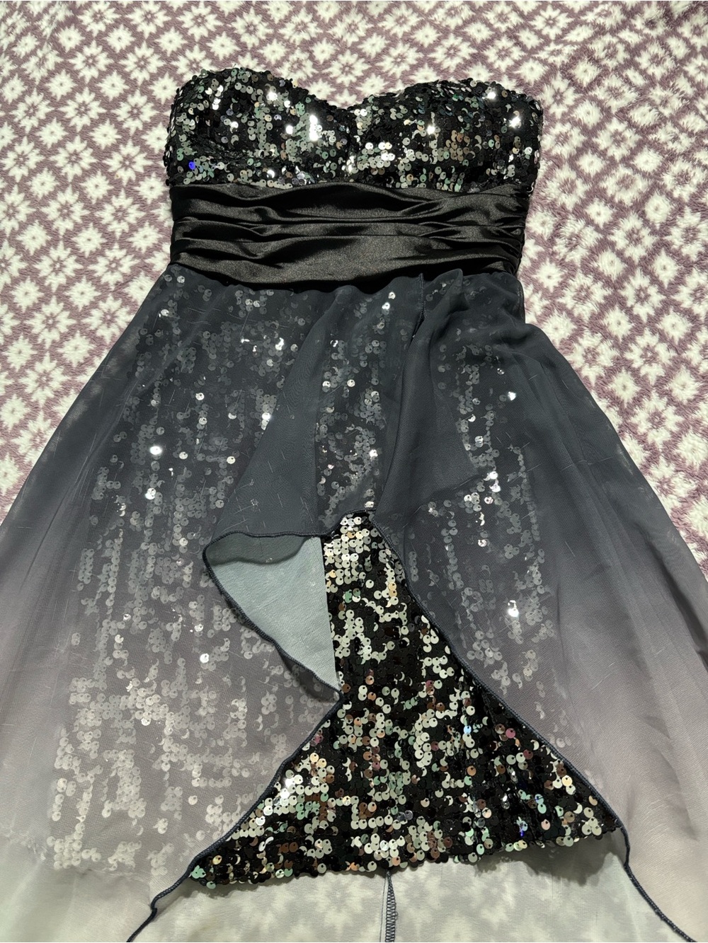 Strapless Black Sequin prom dress
